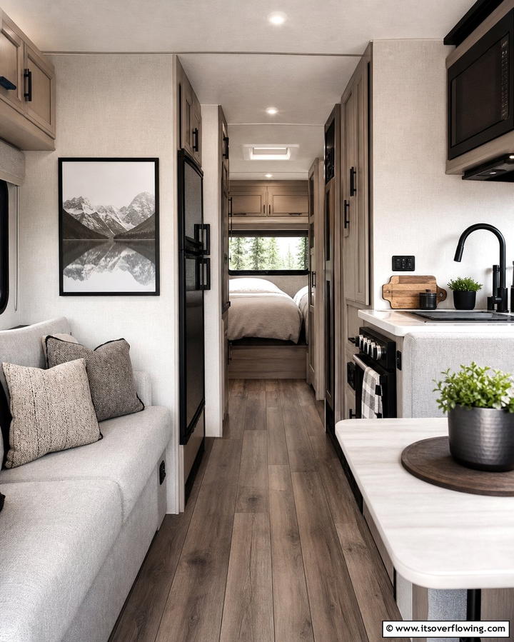 Neutral Textured Wallpaper - 25 RV Wallpaper Ideas for a Stylish and Comfortable Space