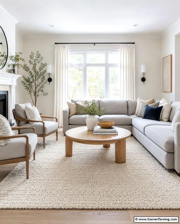 Neutral Toned Area Rugs - 25 Organic Modern Living Room Design Ideas