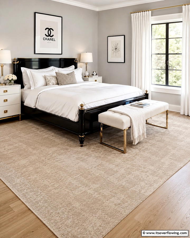 Neutral Toned Area Rugs - 25 Chanel Bedroom Ideas for a Luxurious and Chic Space