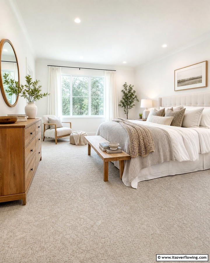 Neutral Toned Carpets for Versatility - 25 Stylish Bedroom Carpet Ideas for a Comfortable Retreat