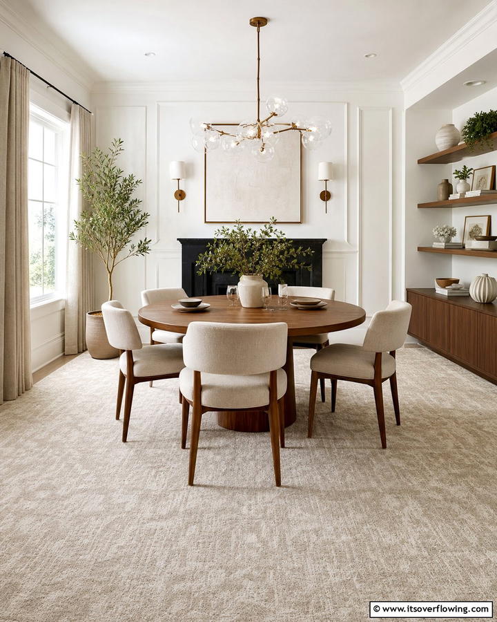 Neutral Toned Carpets for a Versatile Look - 20 Cozy Carpeted Dining Room Ideas for Comfort