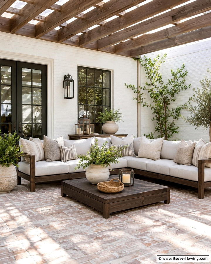 Neutral Toned Cushions - 30 Farmhouse Patio Ideas for Rustic Outdoor Relaxation