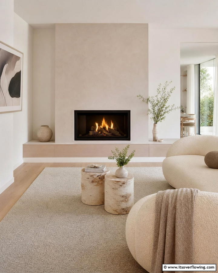 Neutral Toned Fireplace for Subtle Elegance - 20 Scandinavian Fireplace Ideas for Cozy Homes