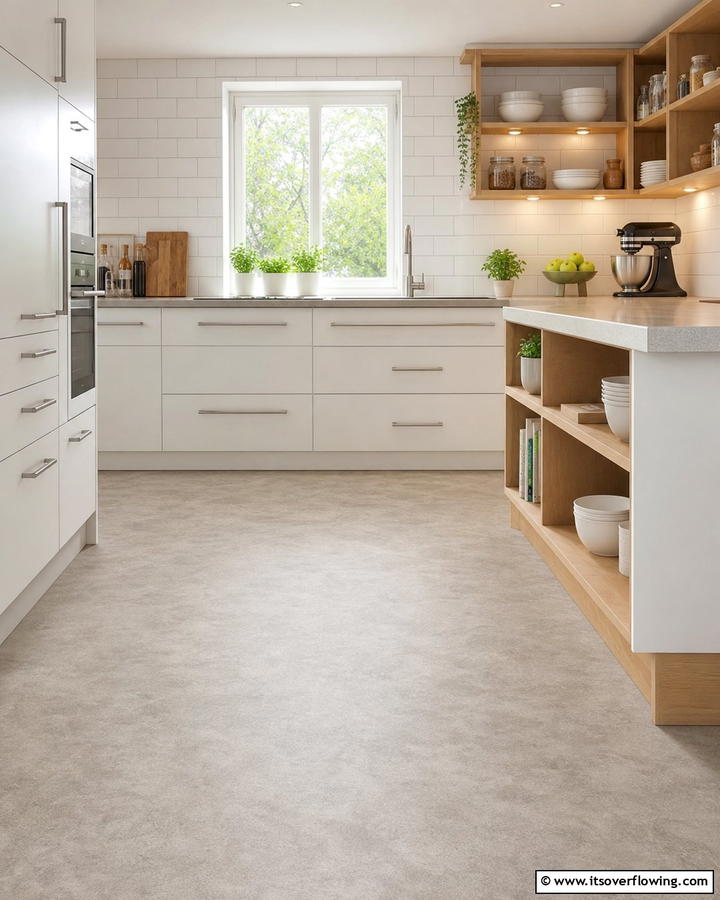 Neutral Toned Linoleum - 20 Linoleum Kitchen Flooring Ideas for a Durable and Stylish Look
