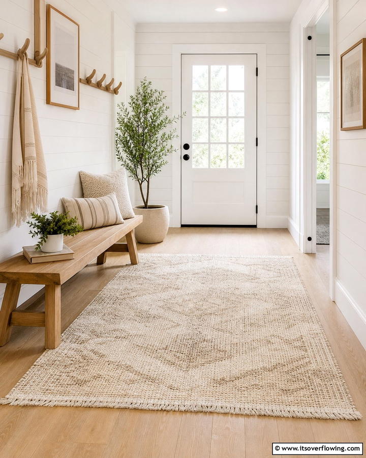 Neutral Toned Rugs - 20 Scandinavian Entryway Ideas for a Minimalist Look