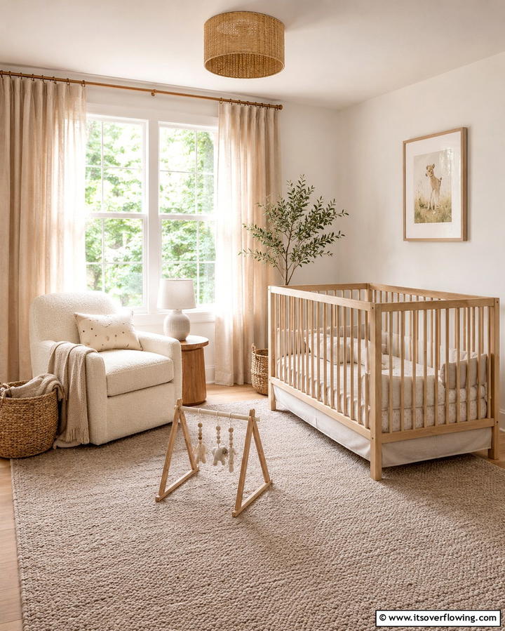 Neutral Toned Textiles - 25 Rustic Nursery Ideas for a Cozy Baby Room