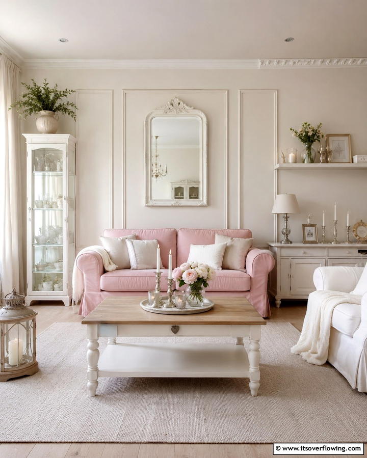 Neutral Toned Walls - 25 Shabby-Chic Style Living Room Ideas for a Vintage Look