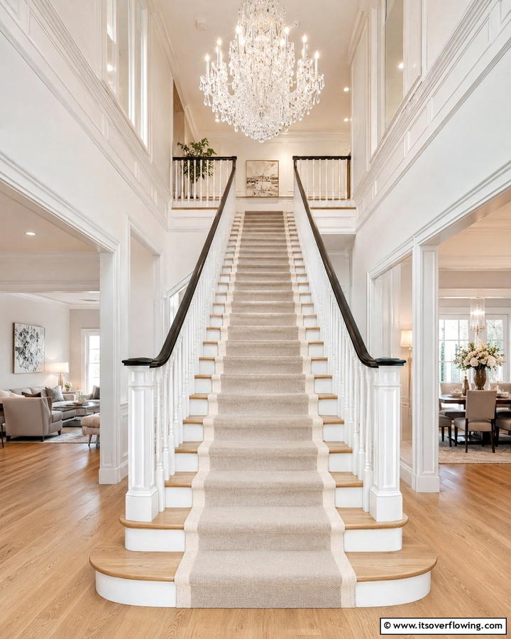 Neutral Tones for Subtle Elegance - 25 Stair Runner Ideas for Safety and Style in Your Home