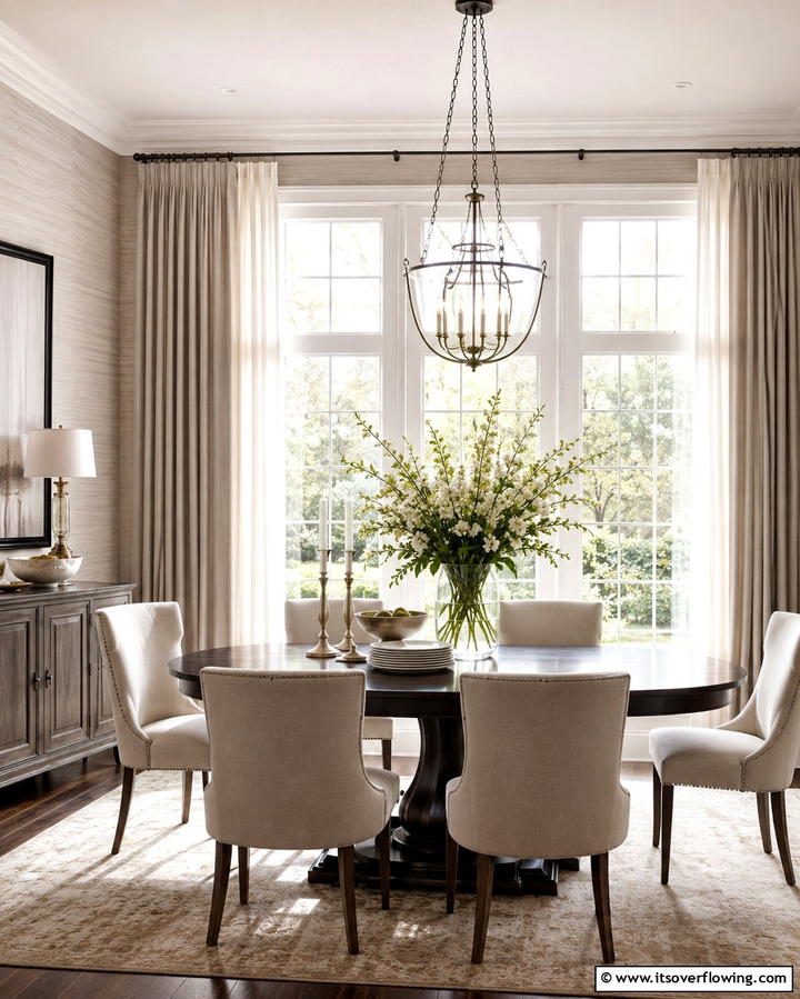 Neutral Tones for Timeless AppealOne - 25 Elegant Dining Room Curtain Ideas to Transform Your Space