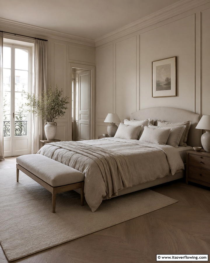 Neutral Tones - 30 French Bedroom Decor Ideas for Elegant European Style
