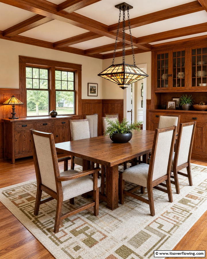Neutral Upholstery for a Balanced Look - 20 Craftsman Dining Room Ideas for a Timeless Look