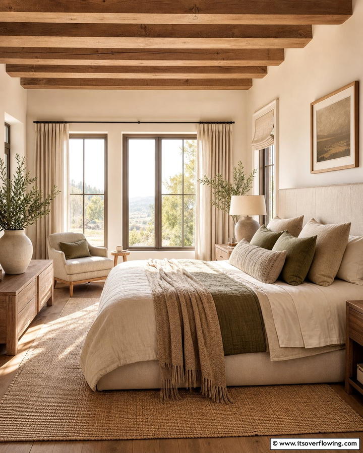 Neutral and Earthy Color Palettes - 25 Country Bedroom Ideas- Cozy & Rustic Designs