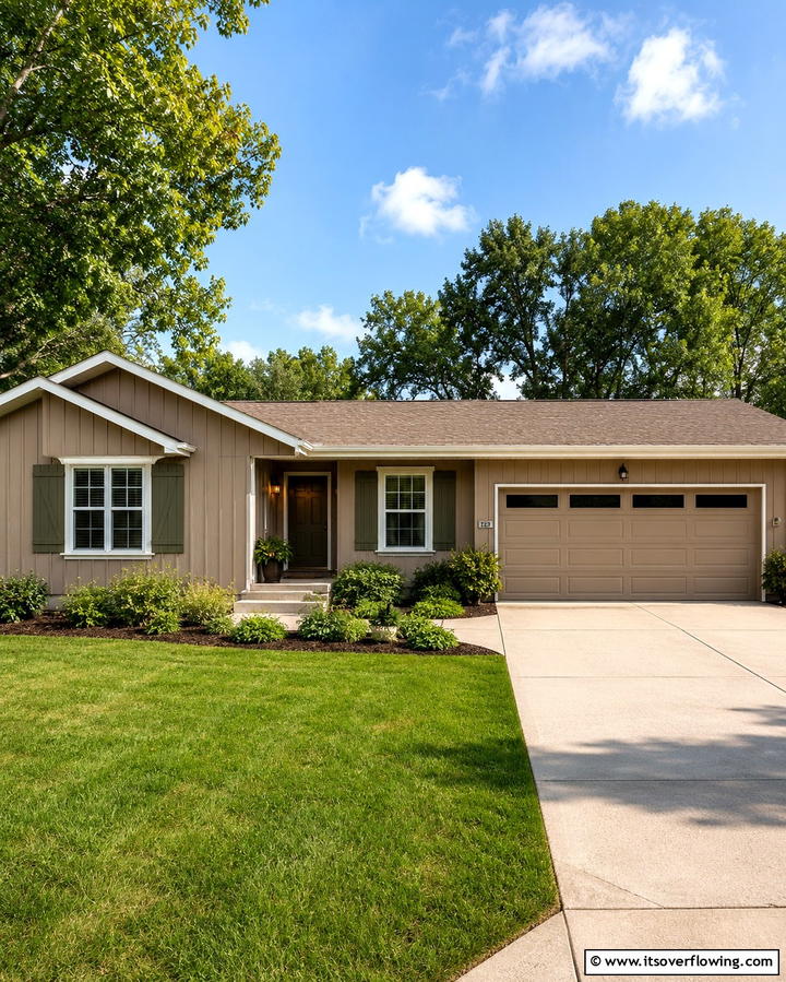 Neutral and Earthy Paint Colors - 25 Ideas for Ranch-Style Home Exteriors