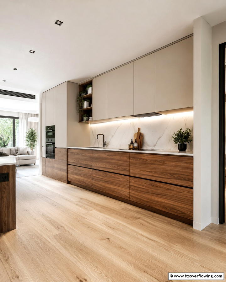 Neutral and Wood Pairing - 25 Two-Tone Kitchen Cabinet Ideas for a Modern Look