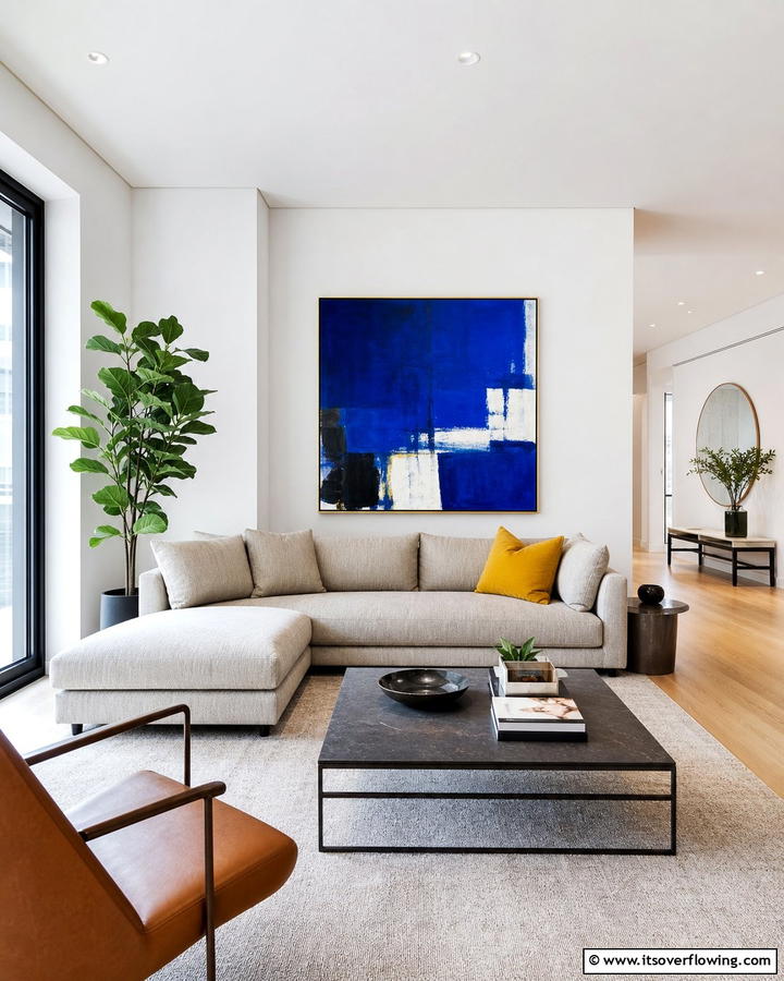 Neutral with Bold Accents - 21 Neutral Living Room Ideas for Calm & Versatile Decor