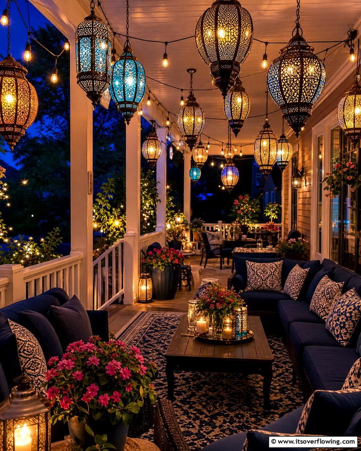 Nighttime Ambience with Lanterns - 21 Back Porch Ideas for Cozy and Functional Outdoor Spaces