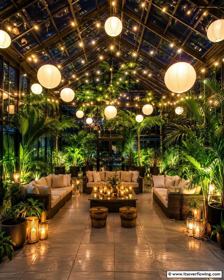 Nighttime Greenhouse Ambiance - 25 Greenhouse Room Ideas for a Plant Lover’s Paradise