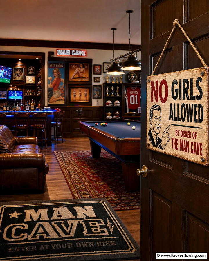 No Girls Allowed Sign - 20 Man Cave Sign Ideas for a Personalized Space