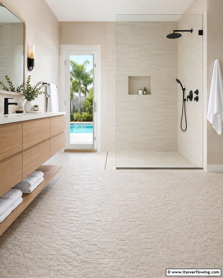 Non Slip Flooring - 25 Pool Bathroom Ideas for a Refreshing Swim Experience