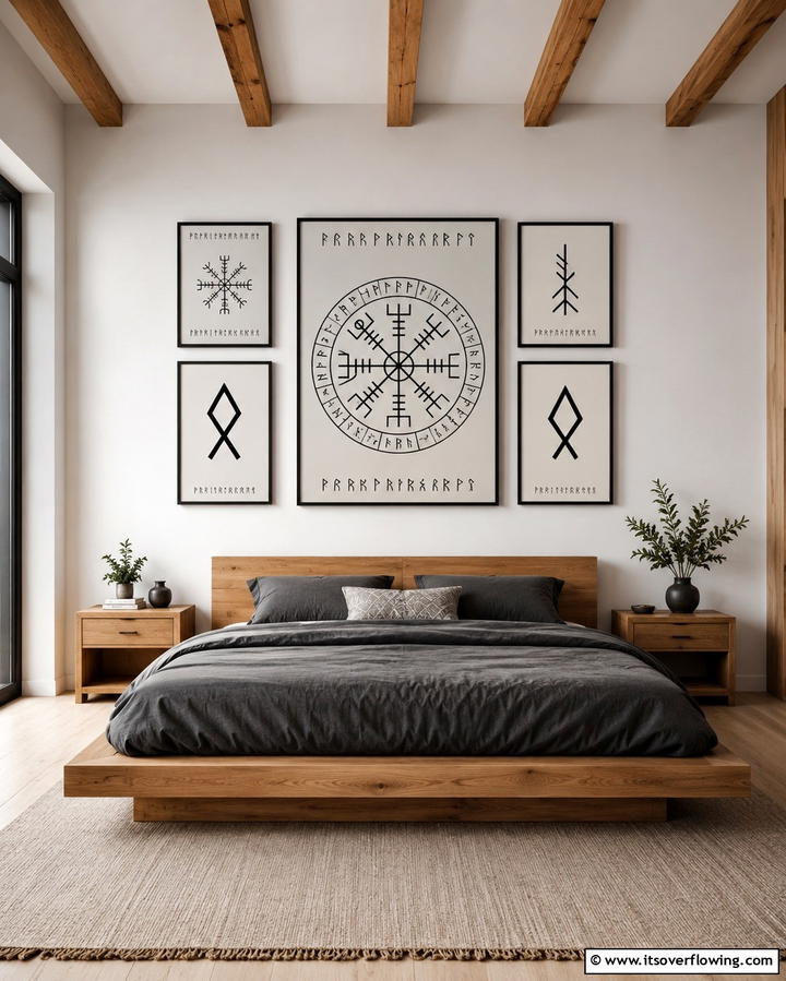 Nordic Rune Artwork - 25 Viking Bedroom Ideas for a Bold and Rustic Look