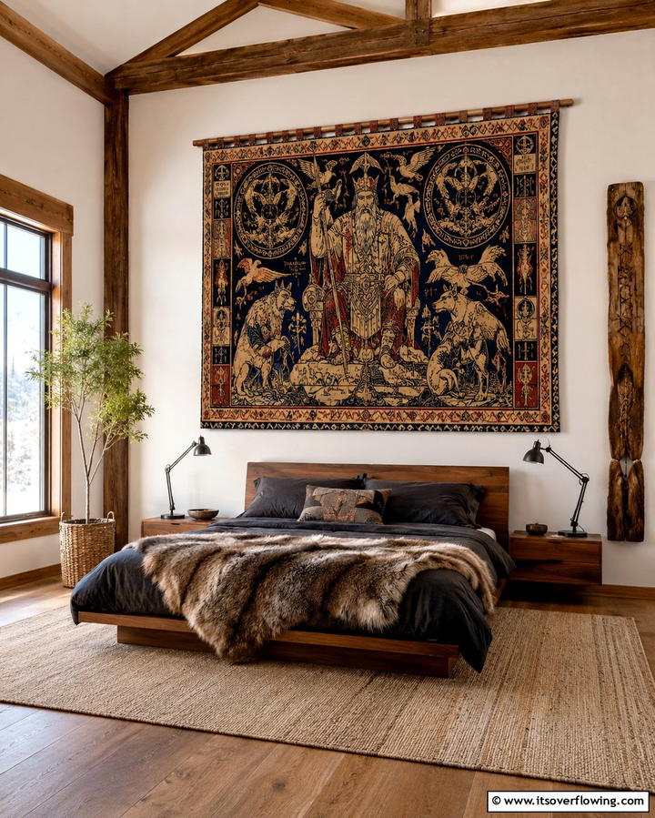 Nordic Tapestries - 25 Viking Bedroom Ideas for a Bold and Rustic Look