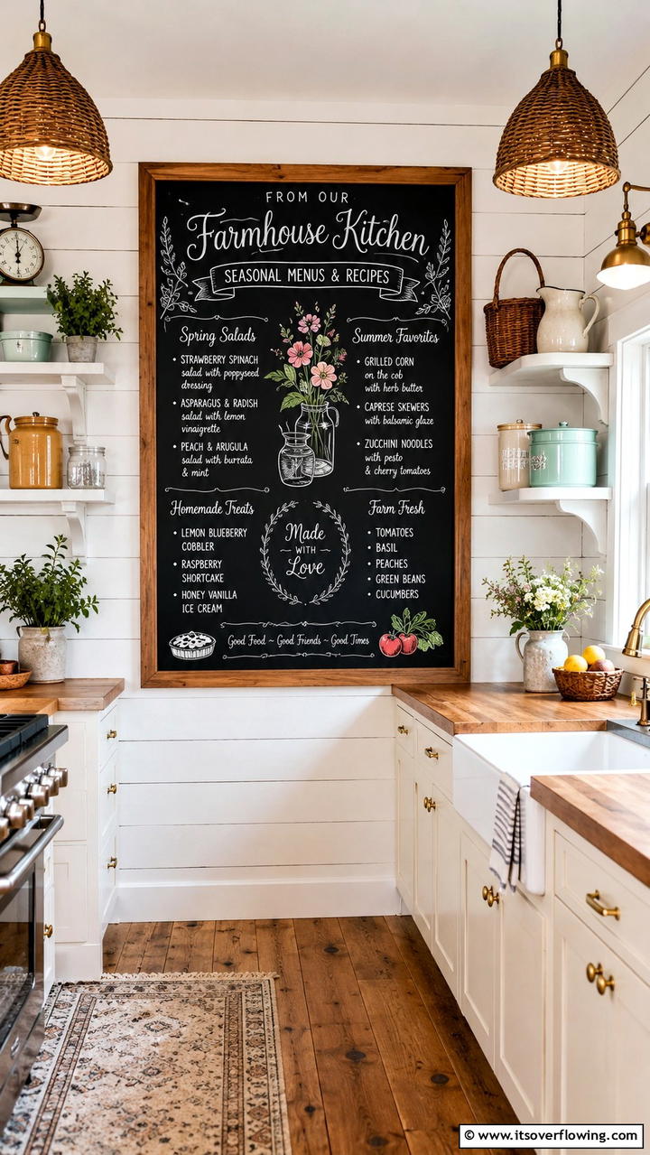 Nostalgic Chalkboard Menu Charm - 30 Cottage Kitchen Ideas for Cozy, Charming Farmhouse Style