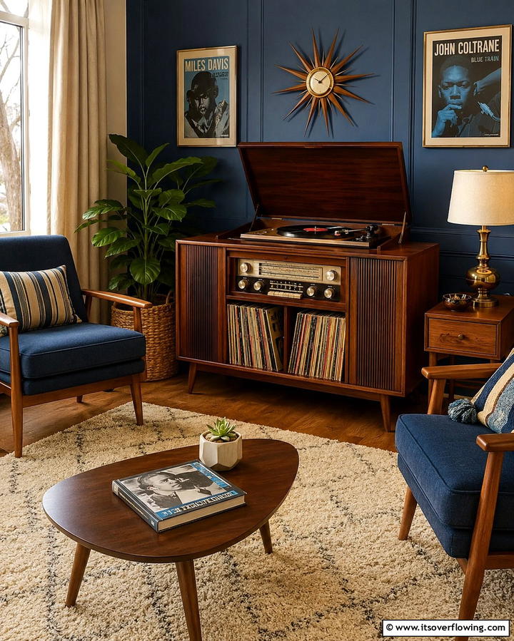 Nostalgic Record Players - 30 1950s Living Room Ideas for Retro Charm Revival