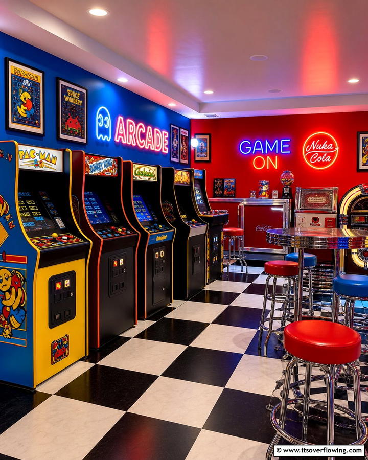 Nostalgic Vintage Arcade Room - 21 Bonus Room Ideas to Maximize Unused Spaces