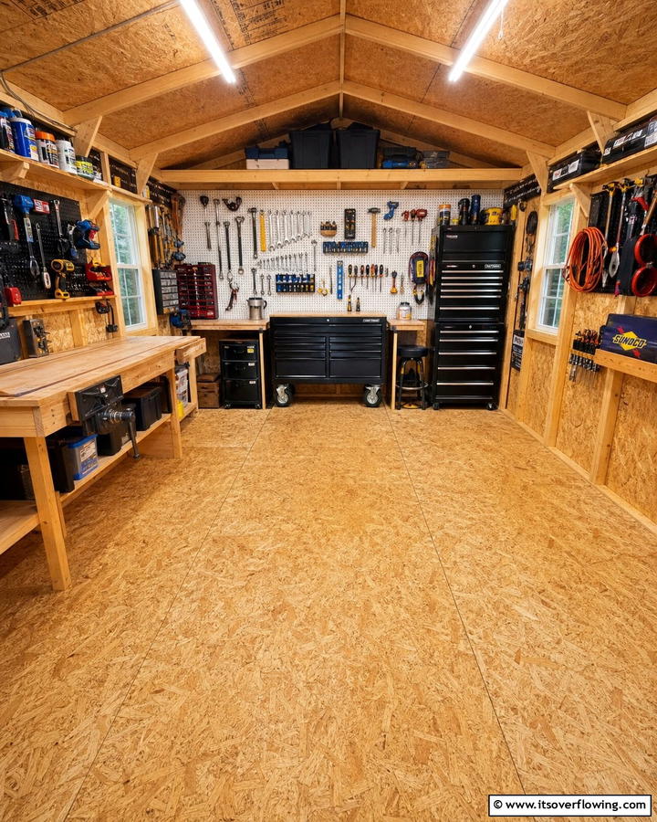 OSB Oriented Strand Board - 20 Shed Floor Ideas for a Durable and Functional Space