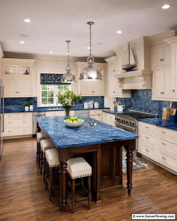 Ocean Blue Countertops for a Timeless Appeal - 30 Blue Countertop Kitchen Ideas for Bold Statement Spaces