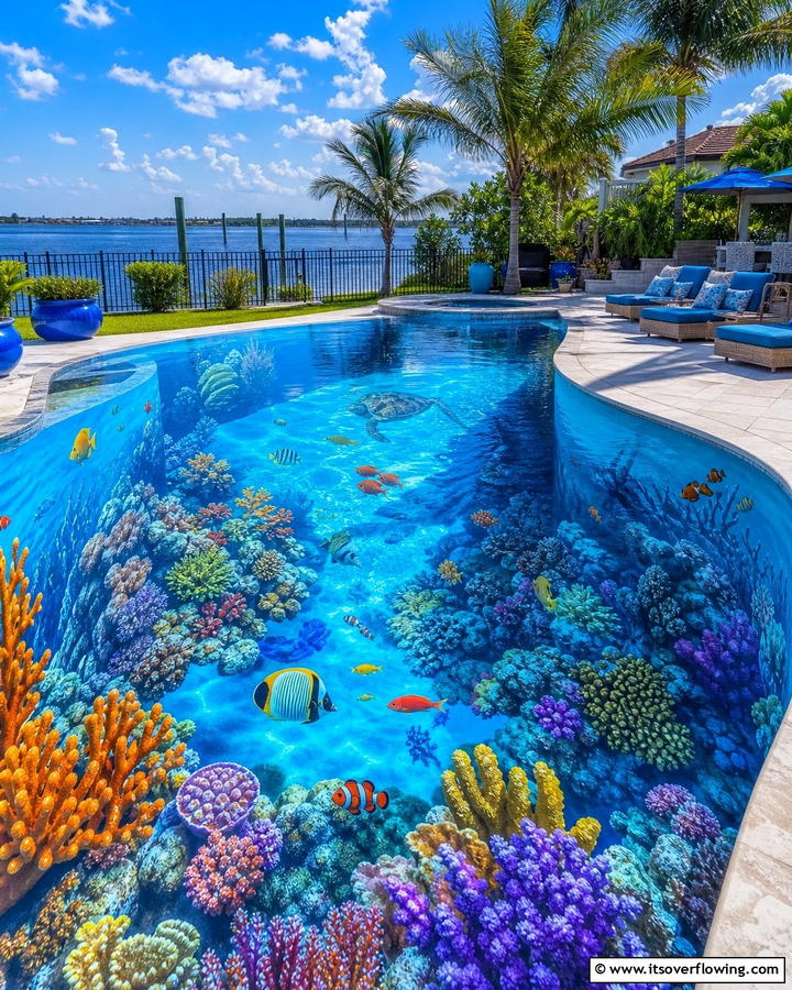 Ocean Coral Reef Adventure - 20 Pool Mural Ideas to Enhance Your Backyard Oasis