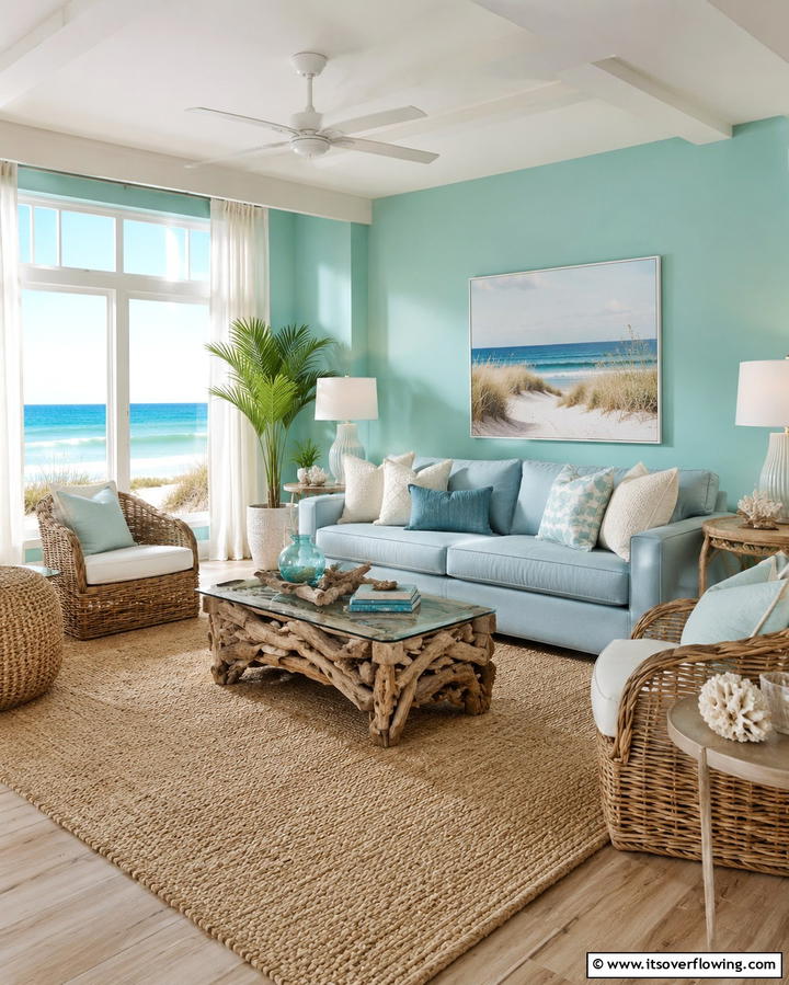 Ocean Inspired Color PaletteExact - 25 Tropical Living Room Ideas for a Vibrant Space