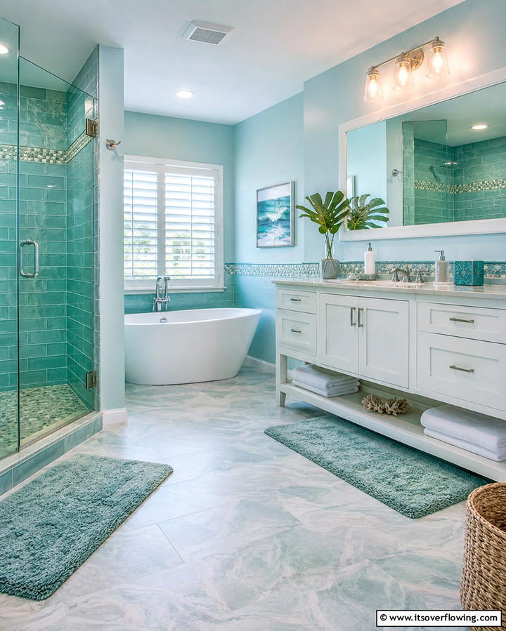 Ocean Inspired Color PaletteExact - 25 Tropical Bathroom Ideas for a Spa-like Retreat