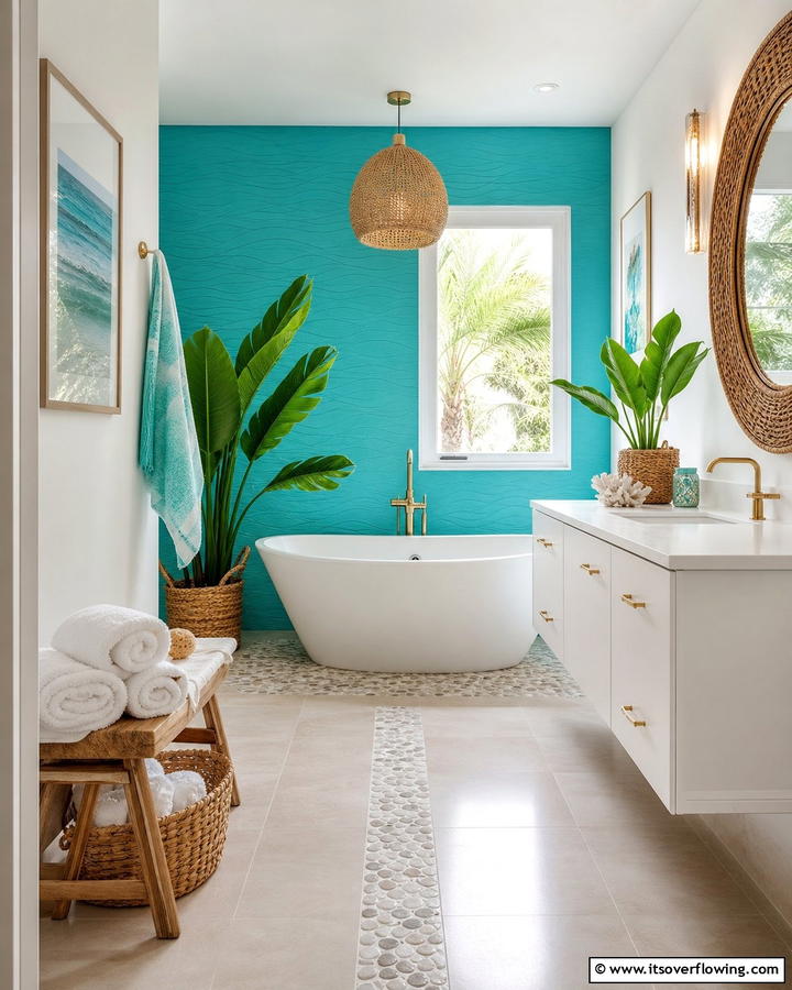 Ocean Inspired Turquoise - 20 Blue Accent Wall Ideas- Bold & Beautiful Designs
