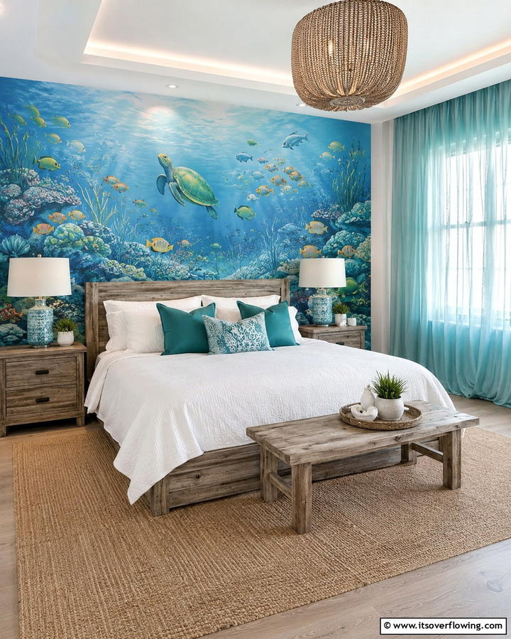Ocean Inspired Wall Murals - 20 Underwater Mermaid Bedroom Ideas for Fantasy