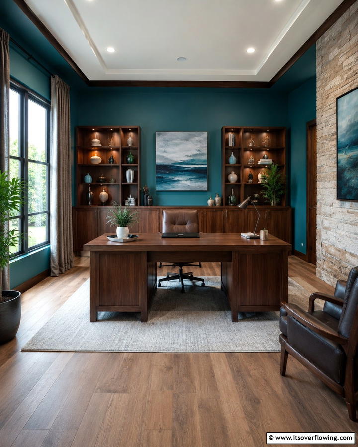 Ocean Teal Tranquility - 30 Home Office Paint Colors- Boost Productivity & Style