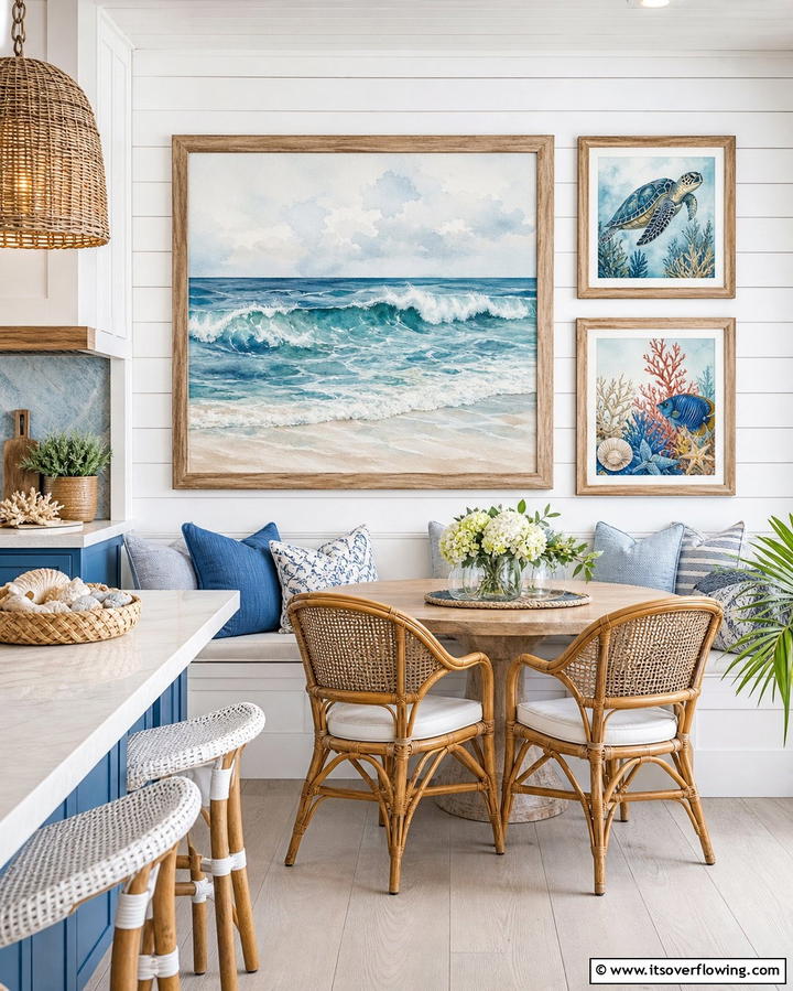 Ocean Themed Artwork - 25 Coastal Kitchen Ideas for a Beach-Inspired Look