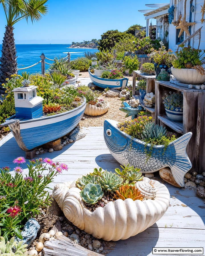 Ocean Themed Planters - 20 Coastal Garden Ideas to Bring the Beach Home