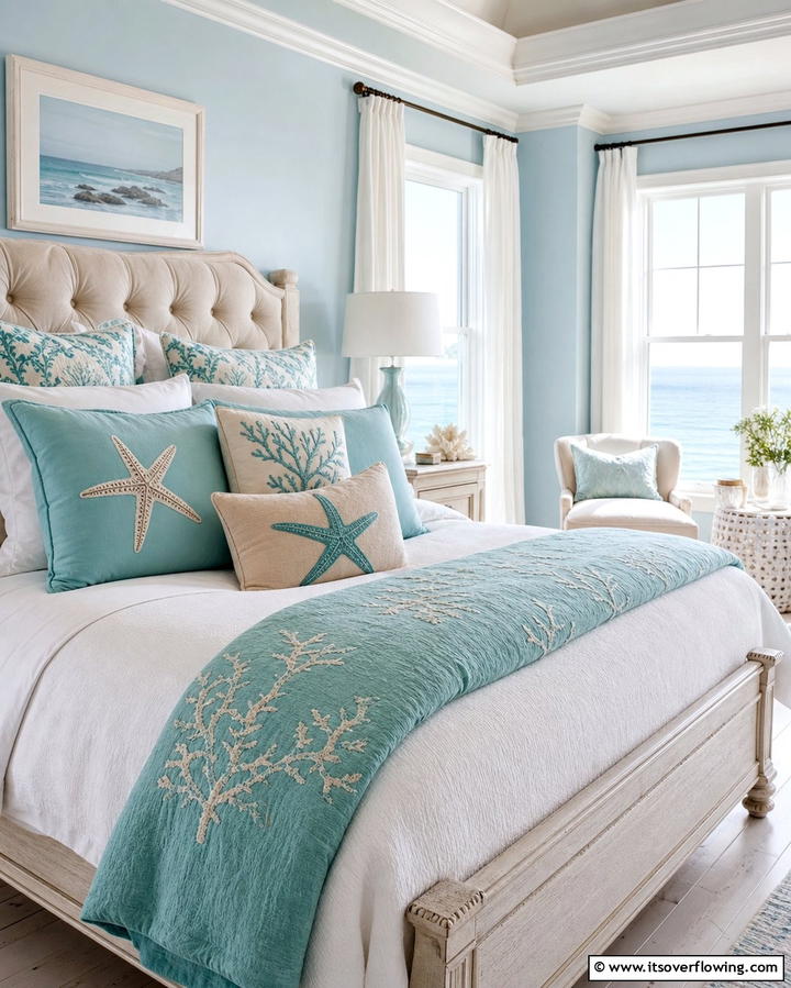 Ocean Themed Throw Pillows - 25 Ocean-themed Bedroom Ideas for a Serene and Relaxing Space