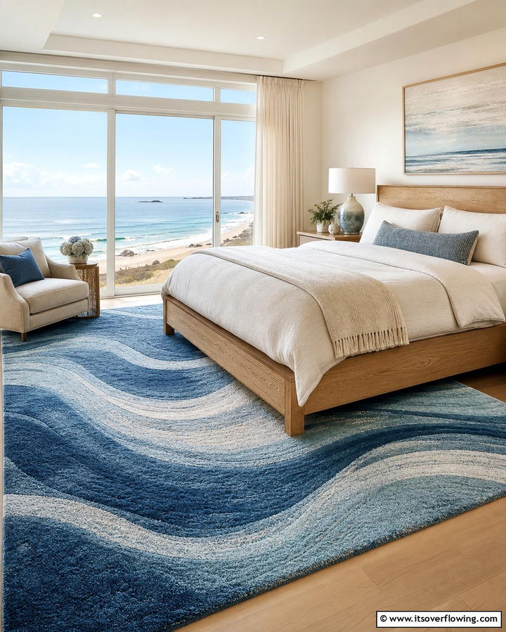 Ocean Wave Inspired Rugs - 25 Ocean-themed Bedroom Ideas for a Serene and Relaxing Space