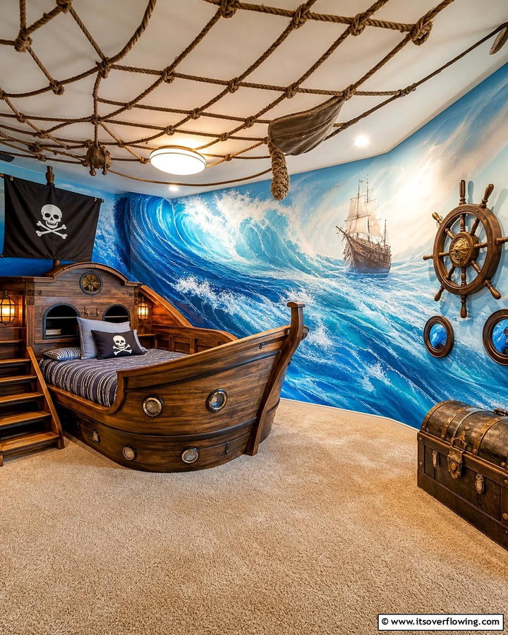 Ocean Wave Murals - 20 Pirate-Themed Bedroom Ideas for Adventurous Kids