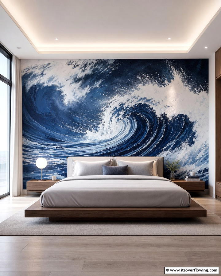 Ocean Wave Wall Murals - 25 Ocean-themed Bedroom Ideas for a Serene and Relaxing Space