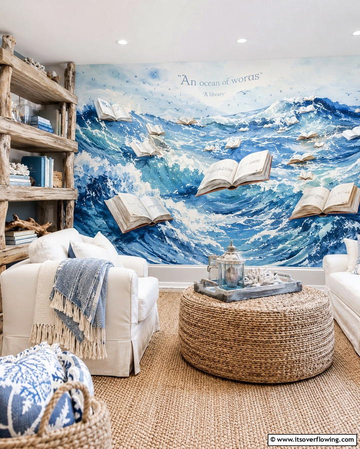 Ocean of Words - 20 Library Murals to Inspire Your Next Home Project