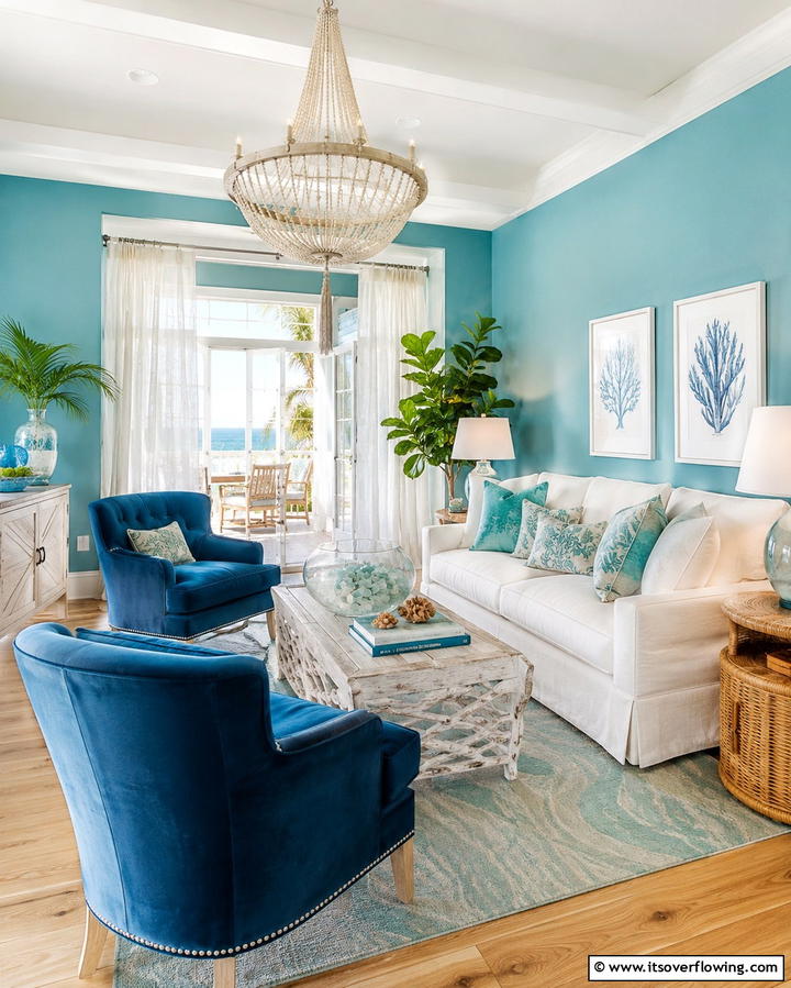 Oceanic Color Palette - 25 Beach House Living Room Ideas for a Coastal Vibe