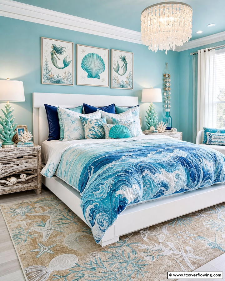Oceanic Escape - 30 Enchanting Mermaid Bedroom Ideas for a Whimsical Retreat