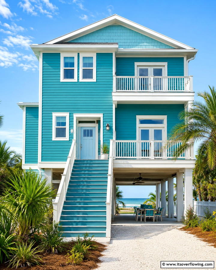 Oceanic Teal - 25 Trending House Siding Colors for Curb Appeal
