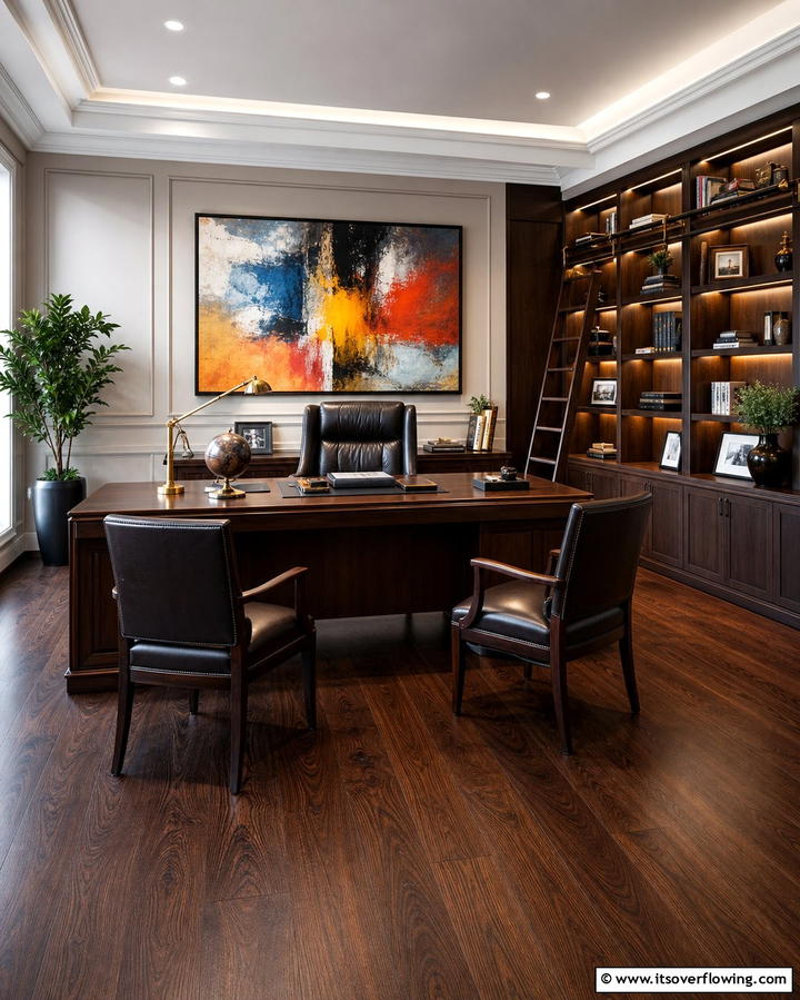 Office Sophistication - 25 Dark Walnut Floors for Rooms with Timeless Appeal