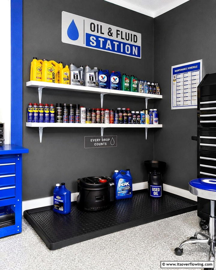 Oil and Fluid Station - 25 Motorcycle Garage Ideas for Bike Enthusiasts