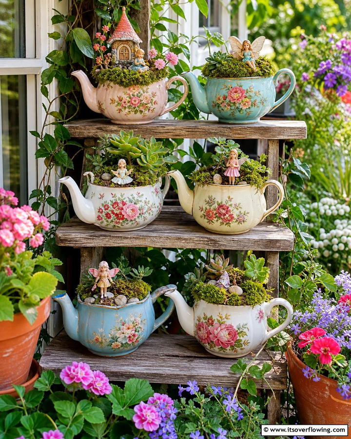 Old Teapot Fairy Garden - 25 Fairy Garden Container Ideas for a Magical Touch