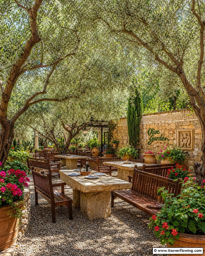 Olive Garden Seating Area - 30 Greek Garden Ideas- Mediterranean-Inspired Landscaping